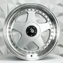 RIN 17X8 5-100/113 R1 SPORT L2585 SILVER MACHINE LIP CHROME RIVETS ET25 CB73.1
