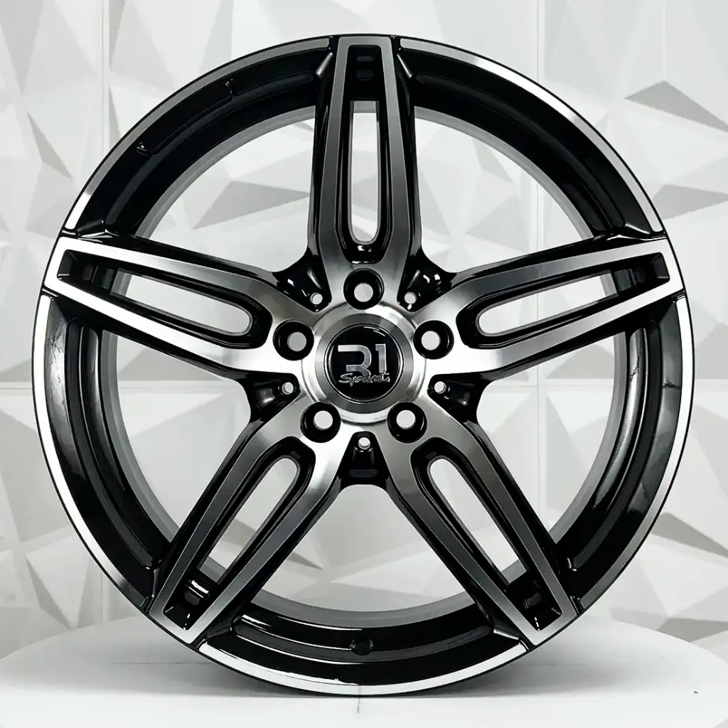 RIN 18X9 5-112 R1 SPORT A036 BLACK MACHINE FACE ET45 CB66.6